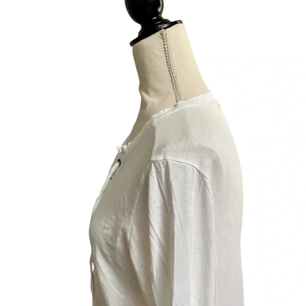 NSF White Lace Up Cotton Long Sleeve Lola Tee Top Small - Picture 7 of 13